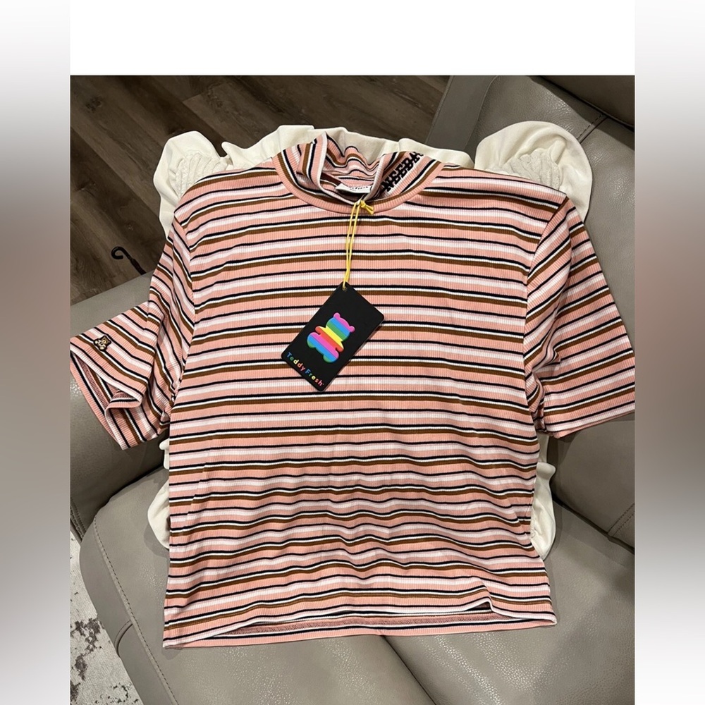 Teddy Fresh WOMEN'S RIB MOCKNECK Pink Size 3XL, New With Tags